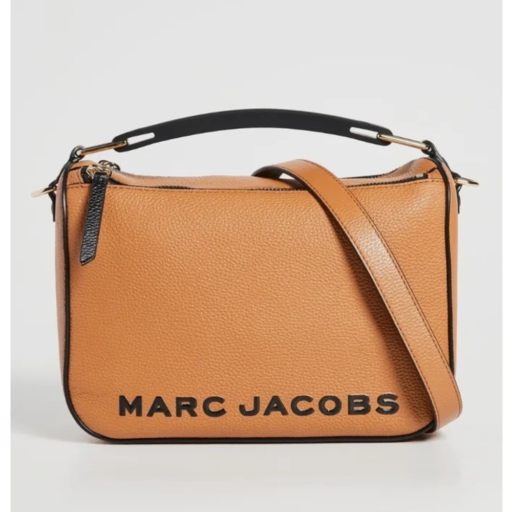 Marc Jacobs Tan Pebbled Leather Crossbody Bag with Black Accents